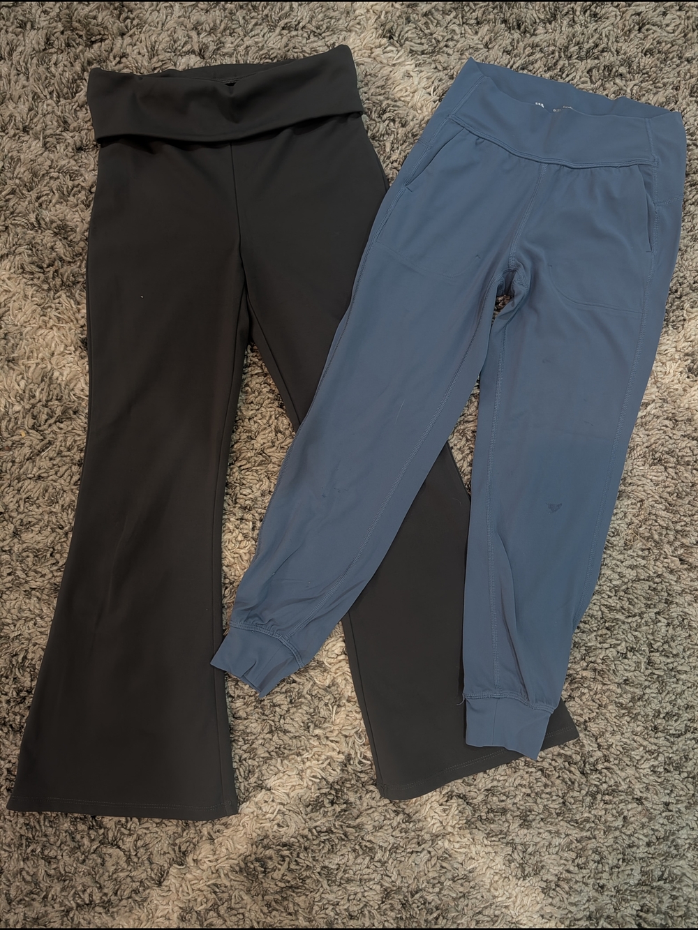Black and Slate Blue Girls Leggings & Joggers Set